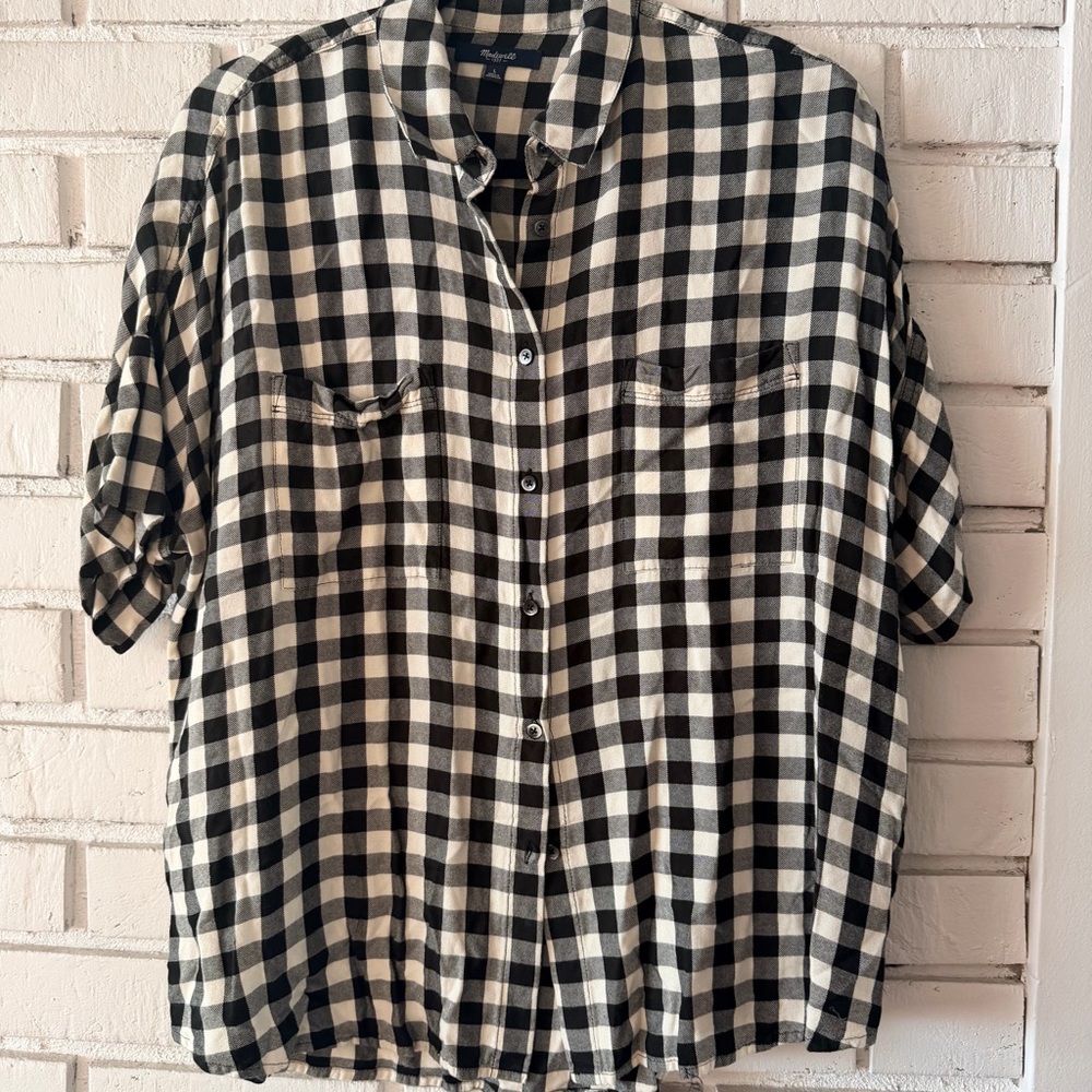 Madewell Black and White Gingham Button-Up Shirt
